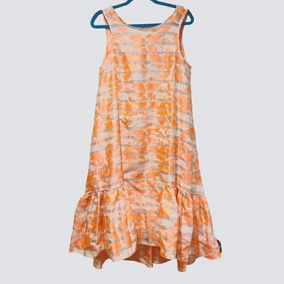 Anthropologie HD in Paris Trikala Dress, Neon Pink Orange Hi-Low, Sleeveless | M - Picture 2 of 11